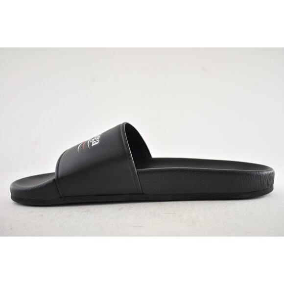 Balenciaga Black Leather Campaign Logo Slide Pool Sandal Flip Flop Flat 44 11 main image 14